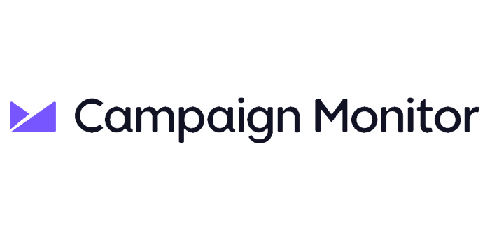 Logo of Campaign Monitor with a blue square icon on the left and the text "Campaign Monitor" to the right in black font, perfect for a digital marketing freelancer.