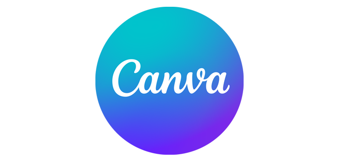 Logo for Canva, featuring the word "Canva" in white script font, set against a circular background with a gradient from teal at the top to purple at the bottom - perfect for a digital marketing freelancer looking to add a touch of creativity to their brand identity.